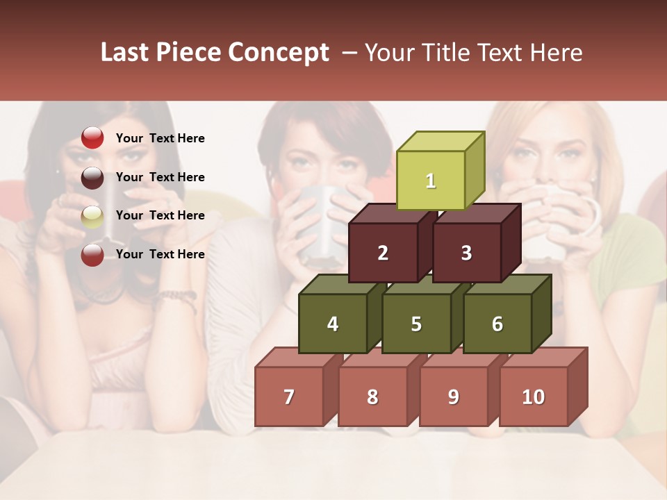 Three Women Sitting On A Couch Drinking Coffee PowerPoint Template