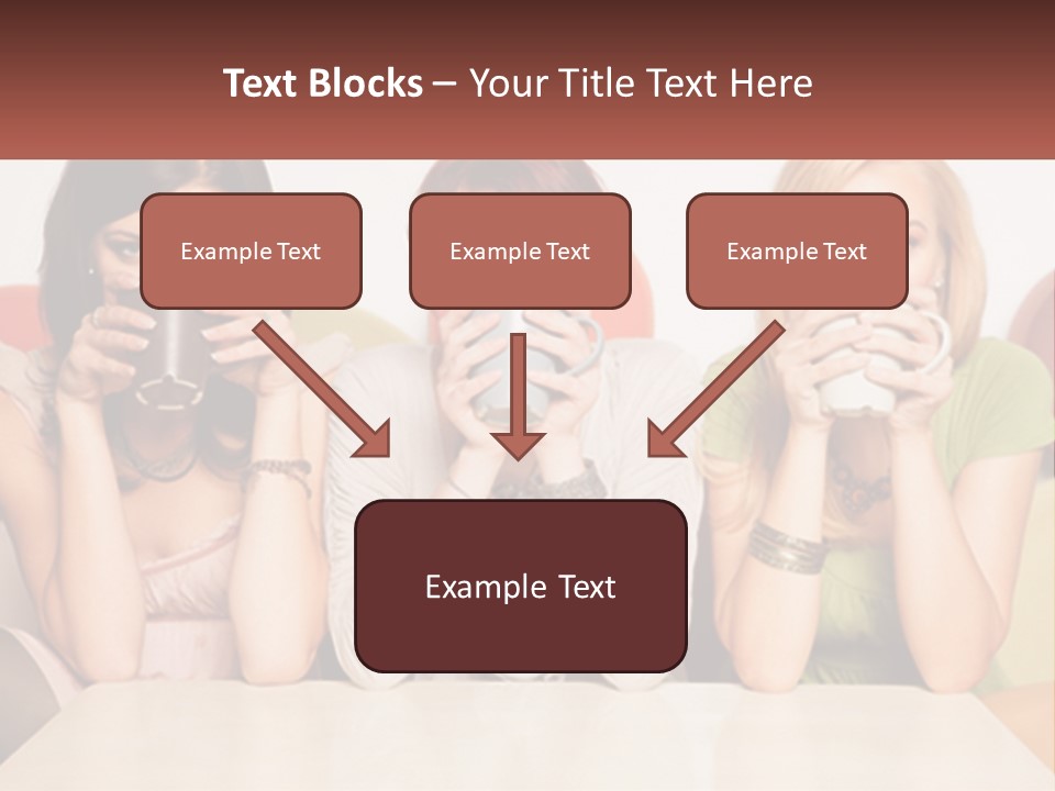 Three Women Sitting On A Couch Drinking Coffee PowerPoint Template