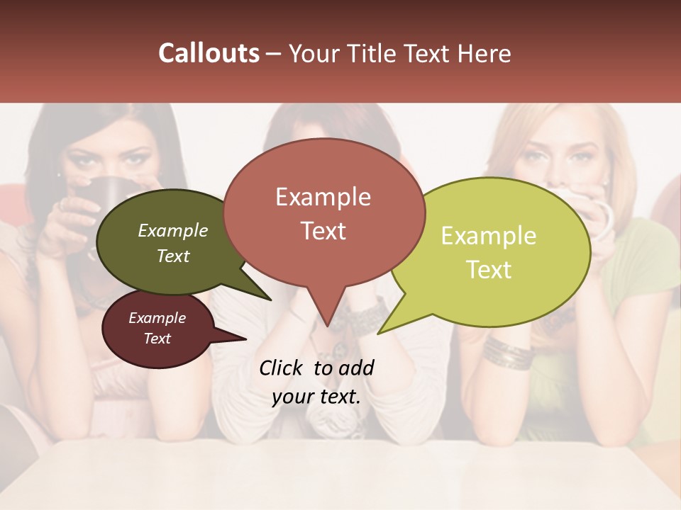 Three Women Sitting On A Couch Drinking Coffee PowerPoint Template