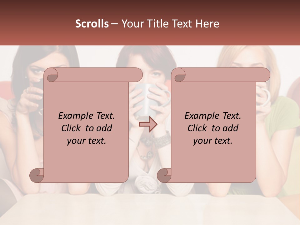 Three Women Sitting On A Couch Drinking Coffee PowerPoint Template