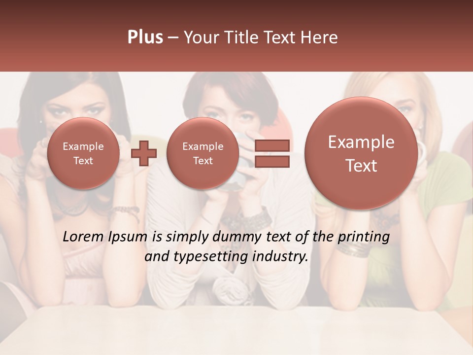 Three Women Sitting On A Couch Drinking Coffee PowerPoint Template