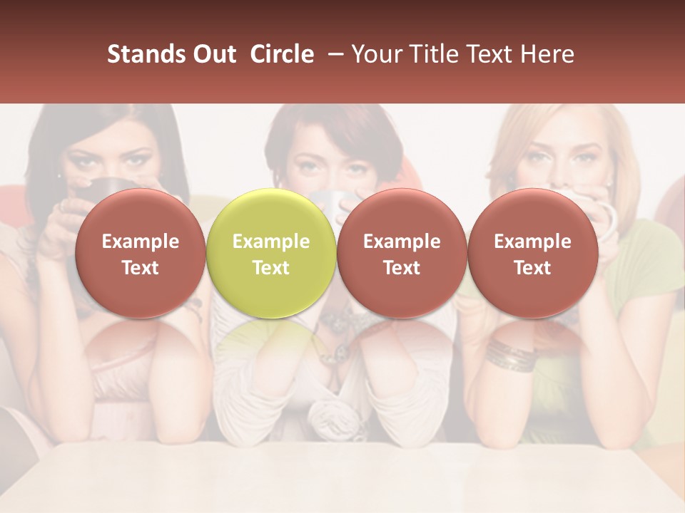 Three Women Sitting On A Couch Drinking Coffee PowerPoint Template