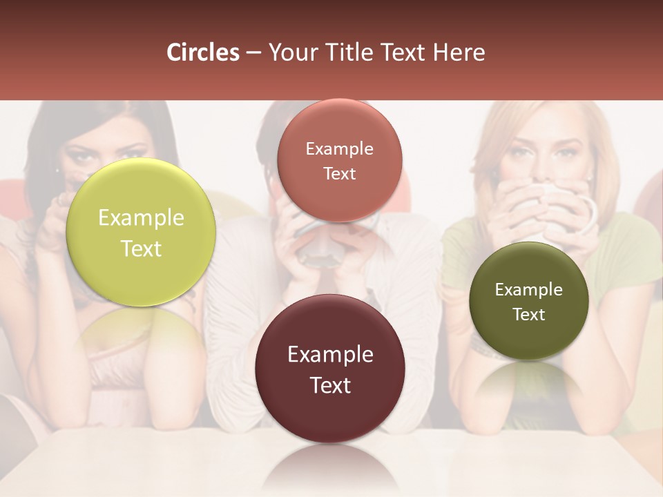 Three Women Sitting On A Couch Drinking Coffee PowerPoint Template
