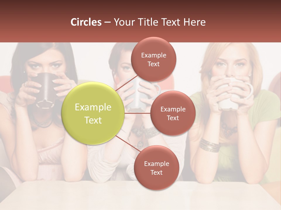 Three Women Sitting On A Couch Drinking Coffee PowerPoint Template