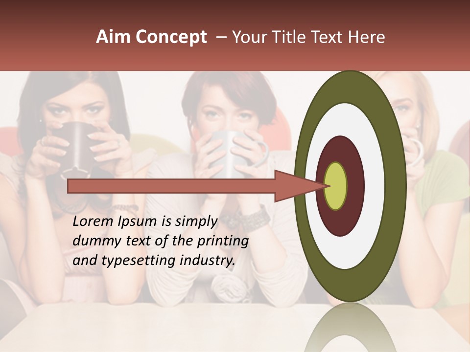 Three Women Sitting On A Couch Drinking Coffee PowerPoint Template