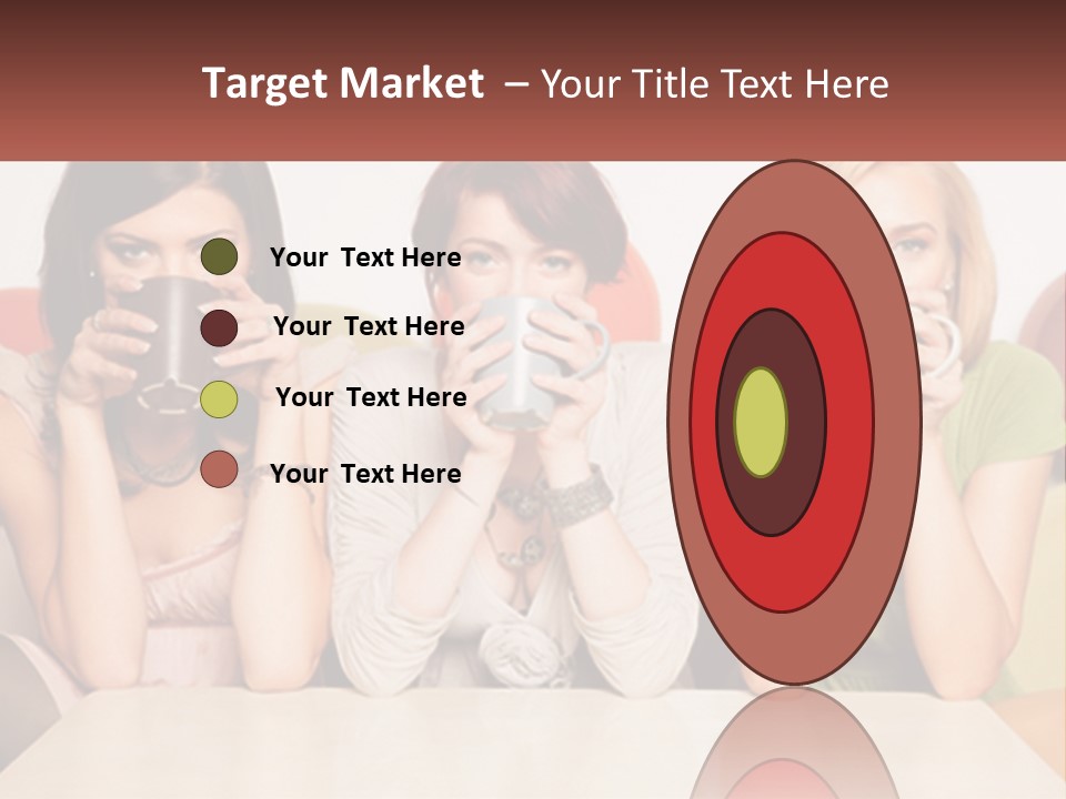 Three Women Sitting On A Couch Drinking Coffee PowerPoint Template