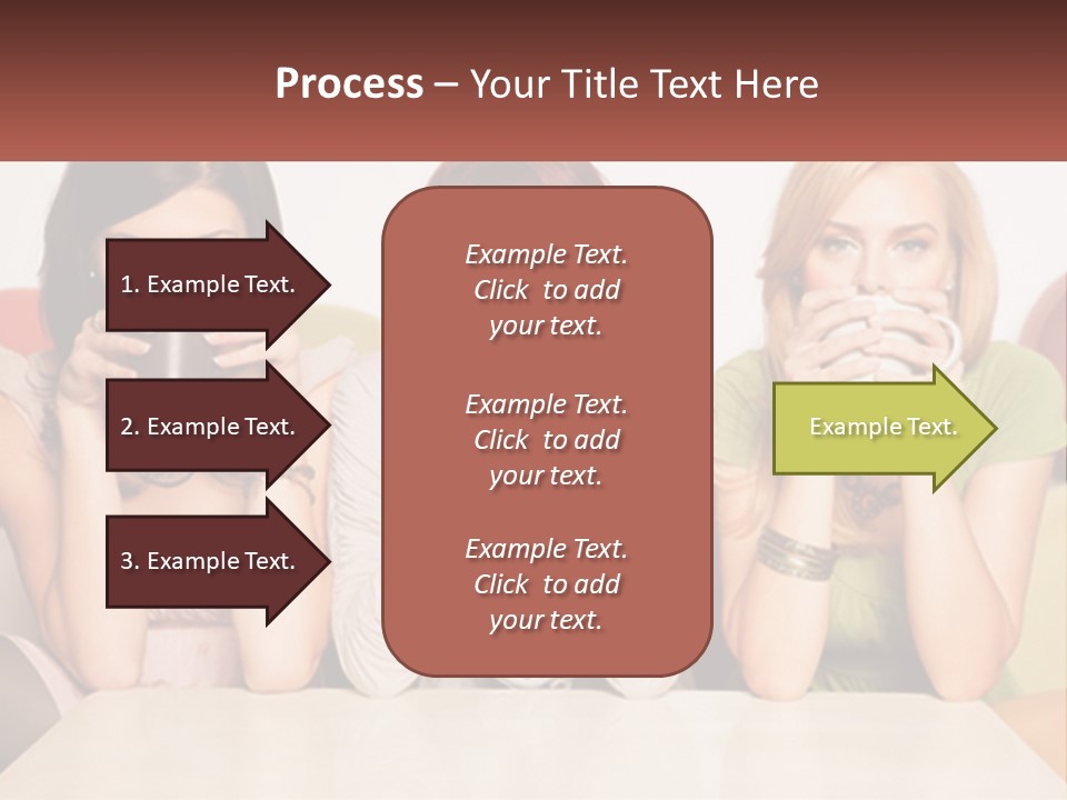 Three Women Sitting On A Couch Drinking Coffee PowerPoint Template
