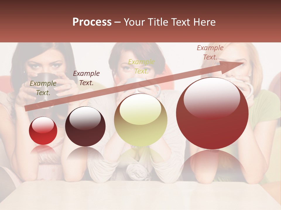 Three Women Sitting On A Couch Drinking Coffee PowerPoint Template