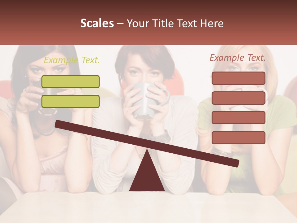 Three Women Sitting On A Couch Drinking Coffee PowerPoint Template