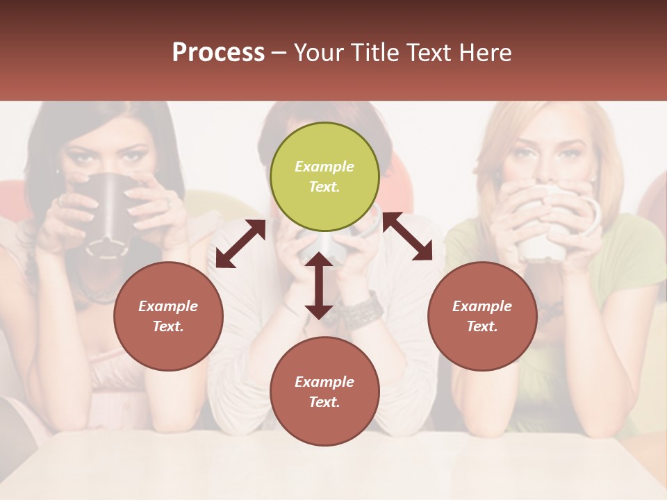 Three Women Sitting On A Couch Drinking Coffee PowerPoint Template
