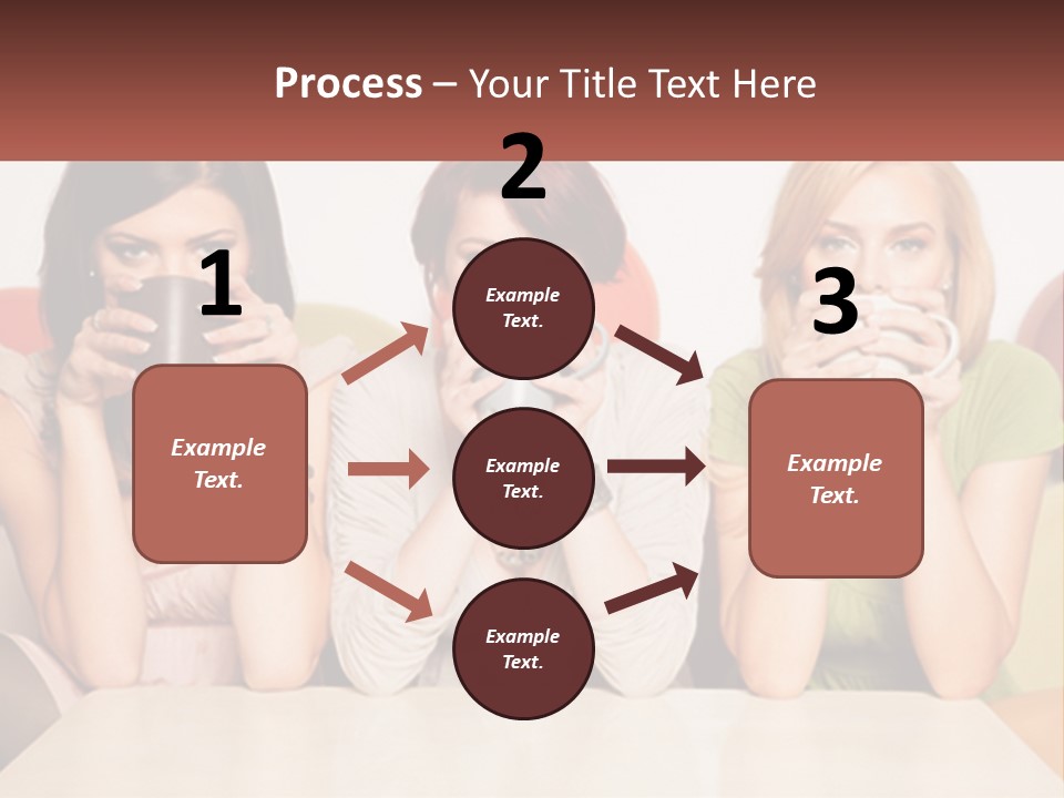 Three Women Sitting On A Couch Drinking Coffee PowerPoint Template