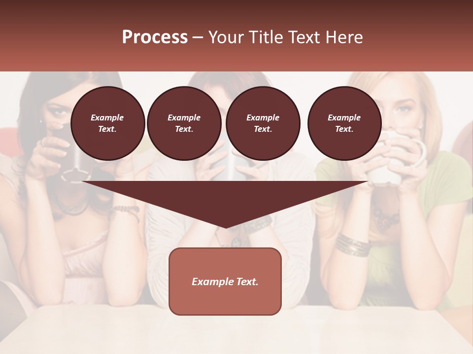 Three Women Sitting On A Couch Drinking Coffee PowerPoint Template