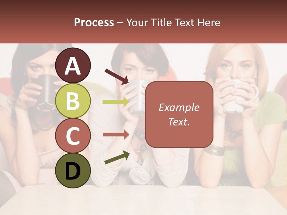 Three Women Sitting On A Couch Drinking Coffee PowerPoint Template