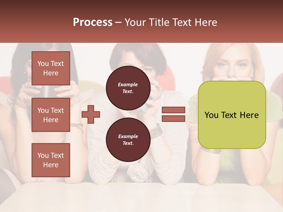 Three Women Sitting On A Couch Drinking Coffee PowerPoint Template