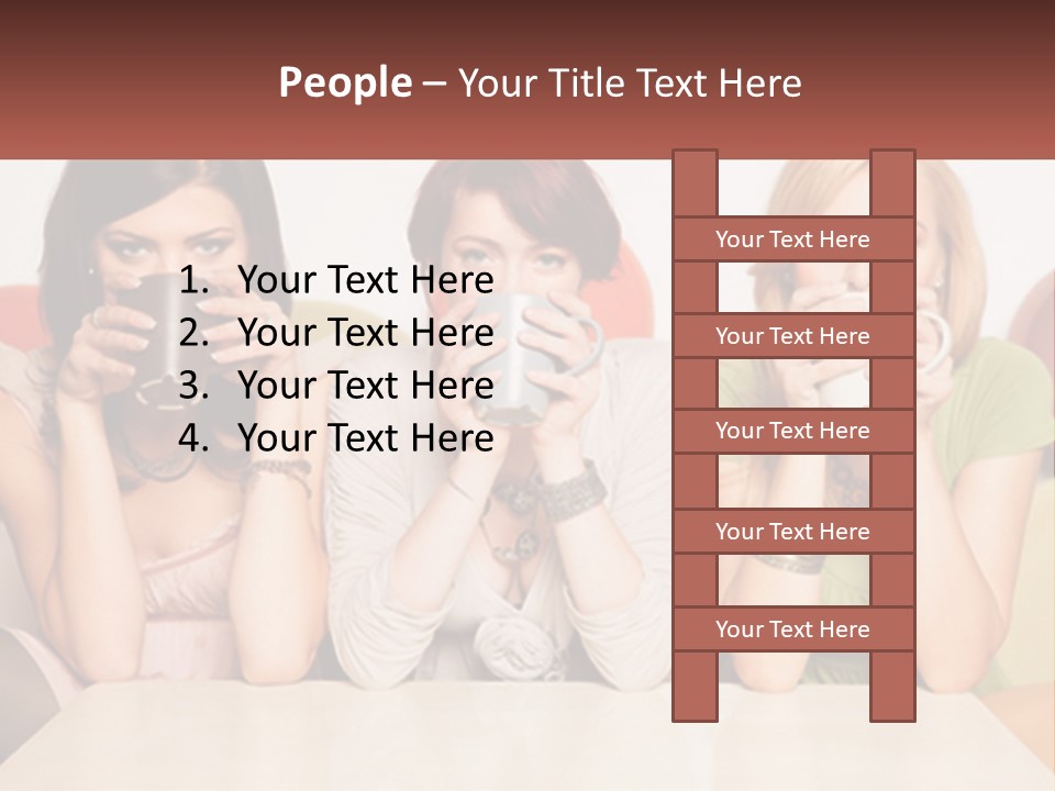 Three Women Sitting On A Couch Drinking Coffee PowerPoint Template