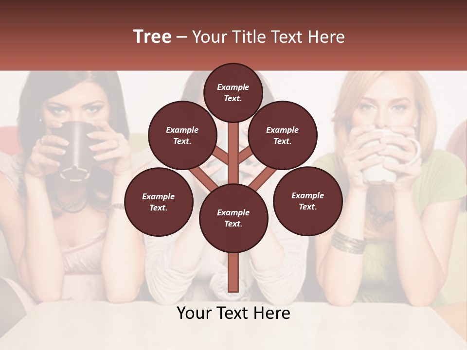 Three Women Sitting On A Couch Drinking Coffee PowerPoint Template