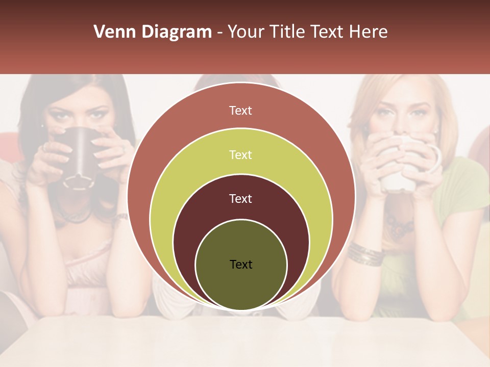 Three Women Sitting On A Couch Drinking Coffee PowerPoint Template