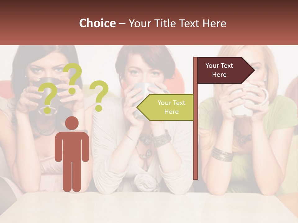 Three Women Sitting On A Couch Drinking Coffee PowerPoint Template