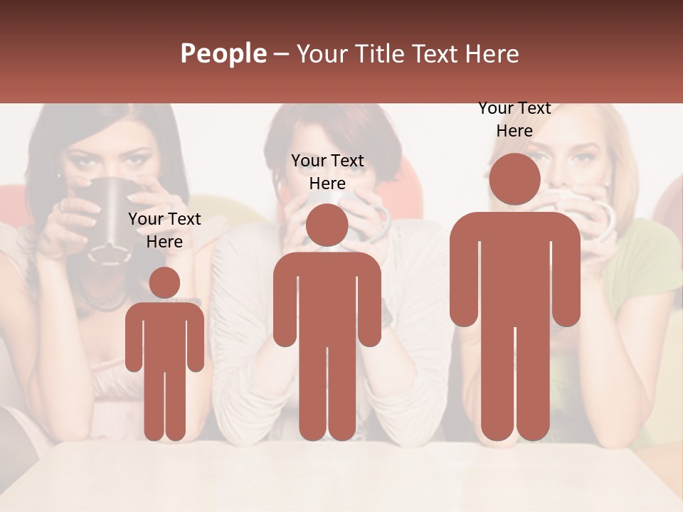 Three Women Sitting On A Couch Drinking Coffee PowerPoint Template