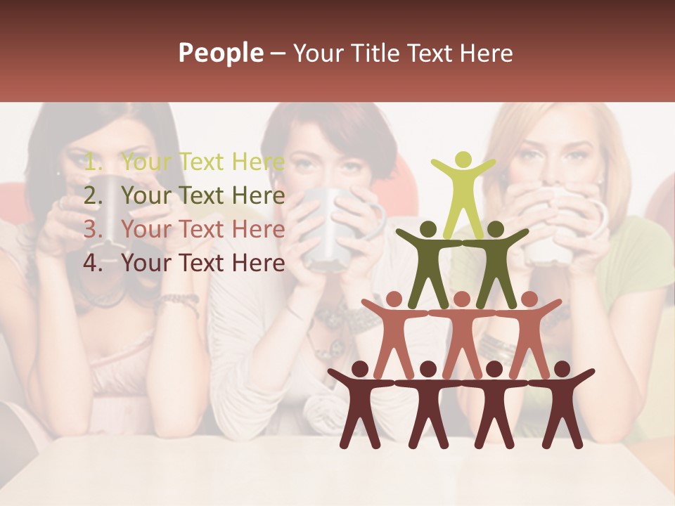 Three Women Sitting On A Couch Drinking Coffee PowerPoint Template