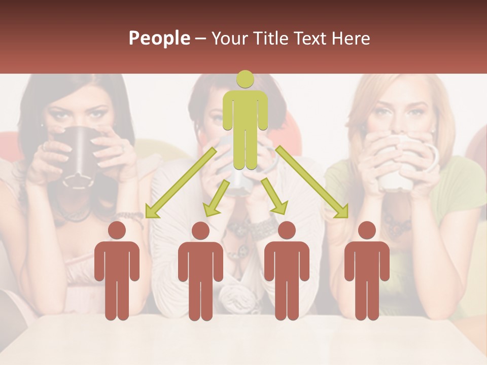 Three Women Sitting On A Couch Drinking Coffee PowerPoint Template