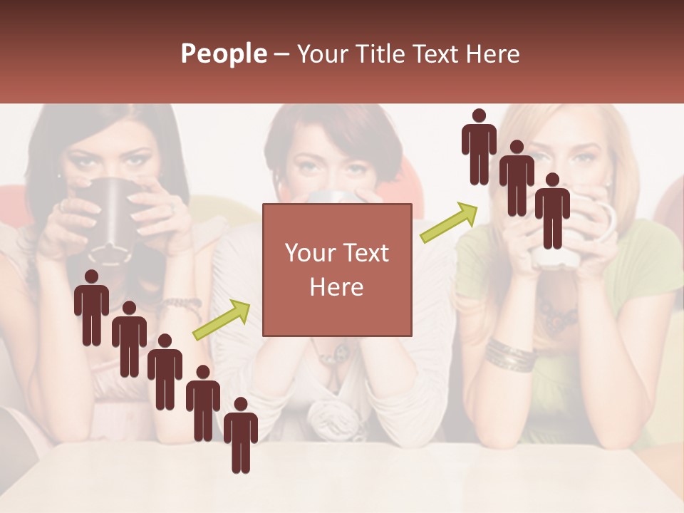 Three Women Sitting On A Couch Drinking Coffee PowerPoint Template
