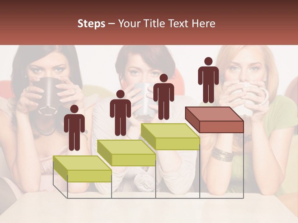 Three Women Sitting On A Couch Drinking Coffee PowerPoint Template