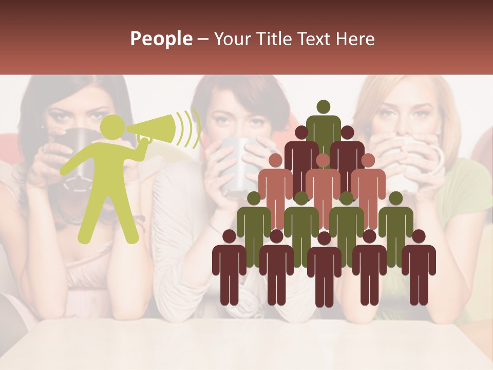 Three Women Sitting On A Couch Drinking Coffee PowerPoint Template
