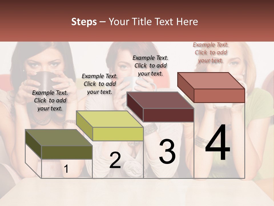 Three Women Sitting On A Couch Drinking Coffee PowerPoint Template