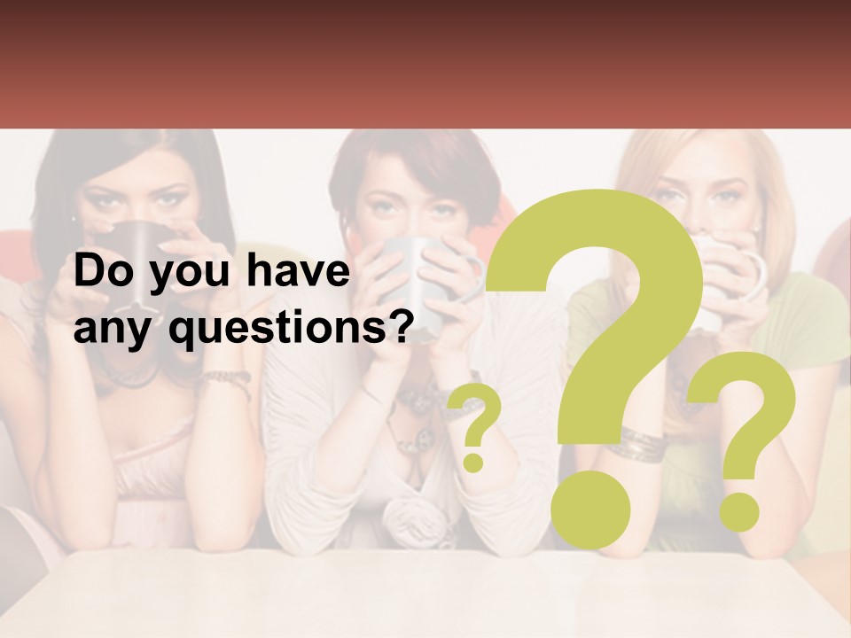Three Women Sitting On A Couch Drinking Coffee PowerPoint Template
