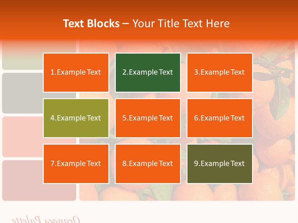 A Bunch Of Oranges With Green Leaves On Them PowerPoint Template