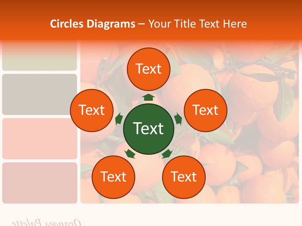 A Bunch Of Oranges With Green Leaves On Them PowerPoint Template