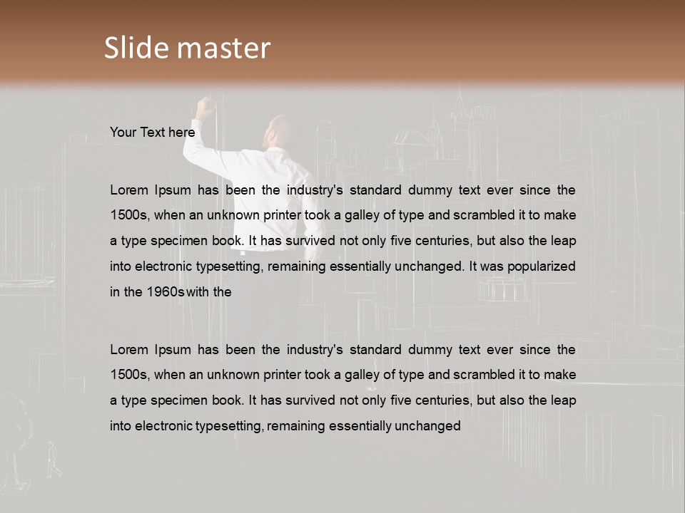 A Man Standing In Front Of A Blackboard With A Drawing On It PowerPoint Template