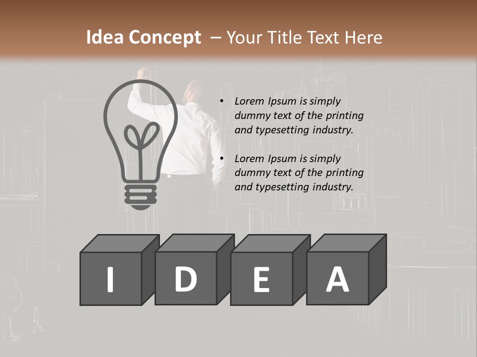 A Man Standing In Front Of A Blackboard With A Drawing On It PowerPoint Template