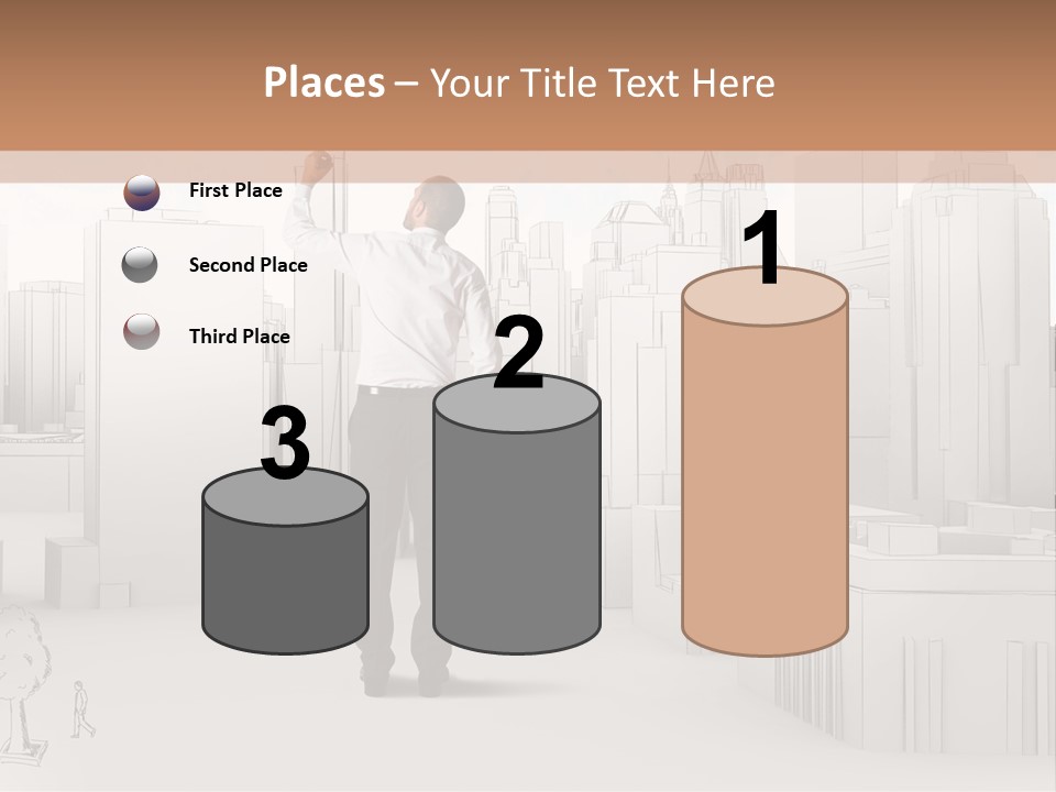 A Man Standing In Front Of A Cityscape PowerPoint Template