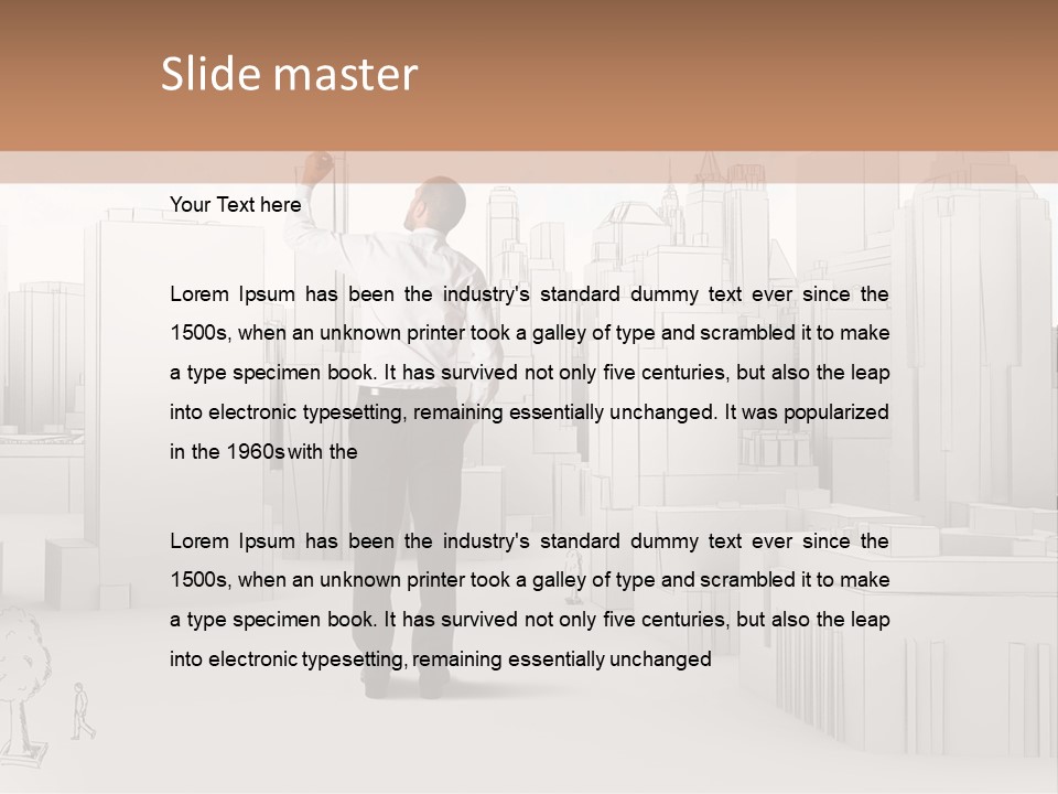 A Man Standing In Front Of A Cityscape PowerPoint Template