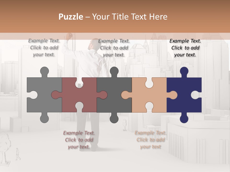 A Man Standing In Front Of A Cityscape PowerPoint Template