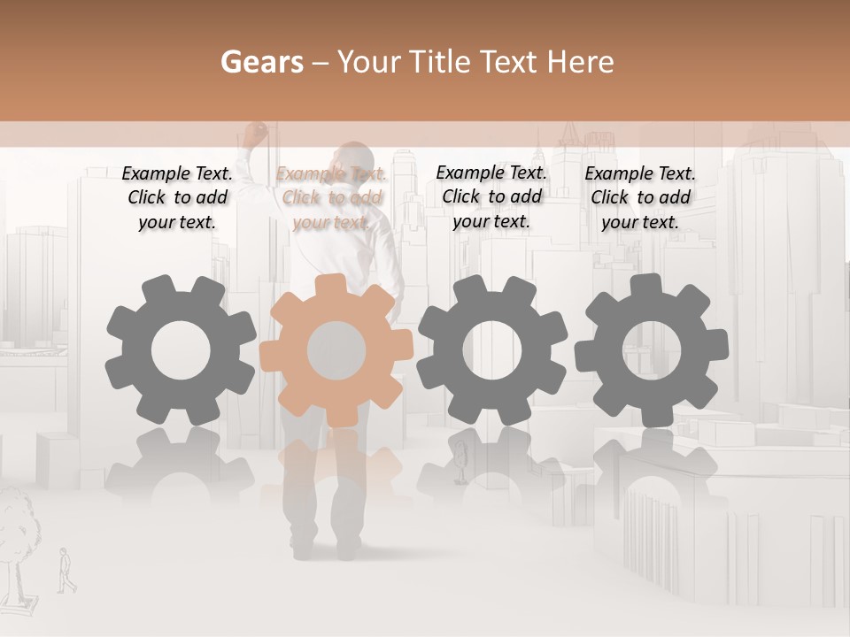 A Man Standing In Front Of A Cityscape PowerPoint Template