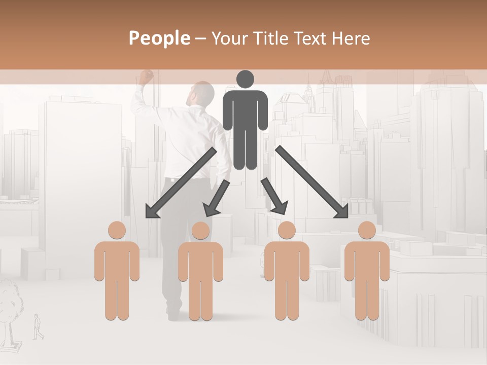 A Man Standing In Front Of A Cityscape PowerPoint Template