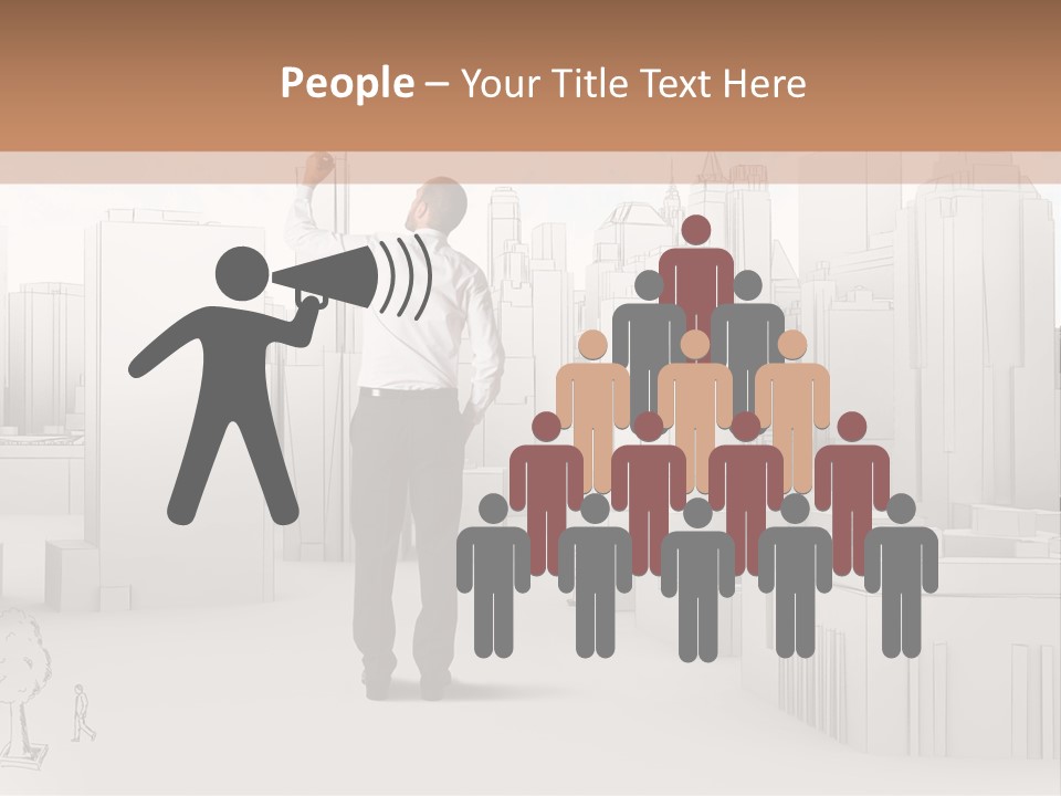A Man Standing In Front Of A Cityscape PowerPoint Template