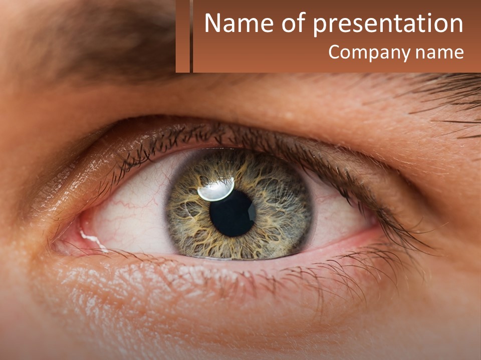 A Close Up Of A Person's Eye With A Brown Background PowerPoint Template