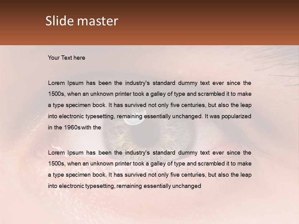 A Close Up Of A Person's Eye With A Brown Background PowerPoint Template