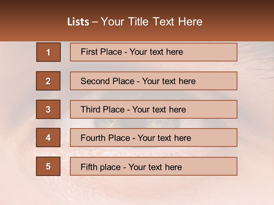 A Close Up Of A Person's Eye With A Brown Background PowerPoint Template