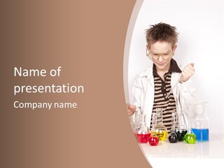 A Young Man Is Making A Science Experiment PowerPoint Template