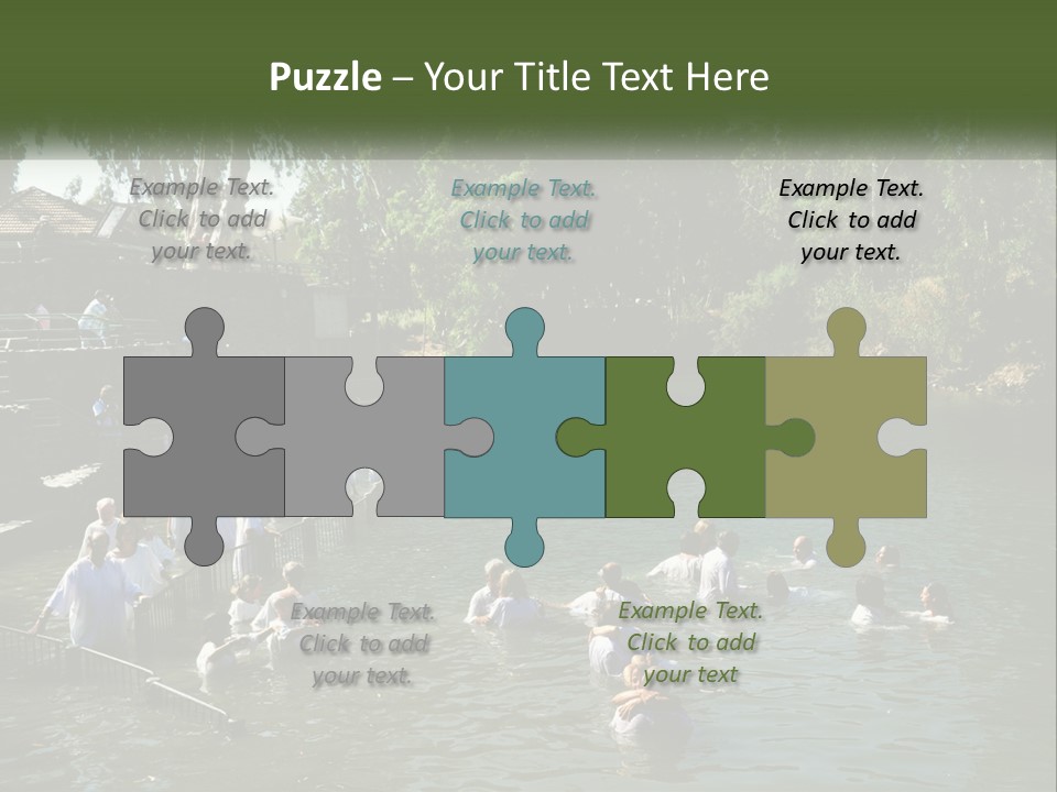 A Group Of People In White Shirts Are In The Water PowerPoint Template
