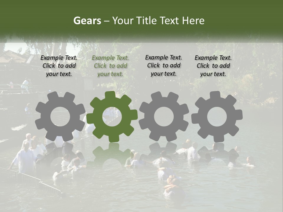 A Group Of People In White Shirts Are In The Water PowerPoint Template