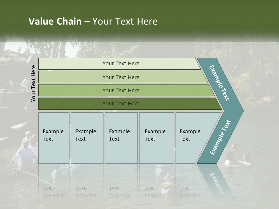 A Group Of People In White Shirts Are In The Water PowerPoint Template