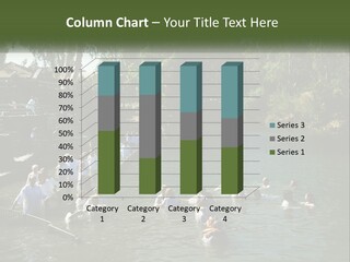 A Group Of People In White Shirts Are In The Water PowerPoint Template