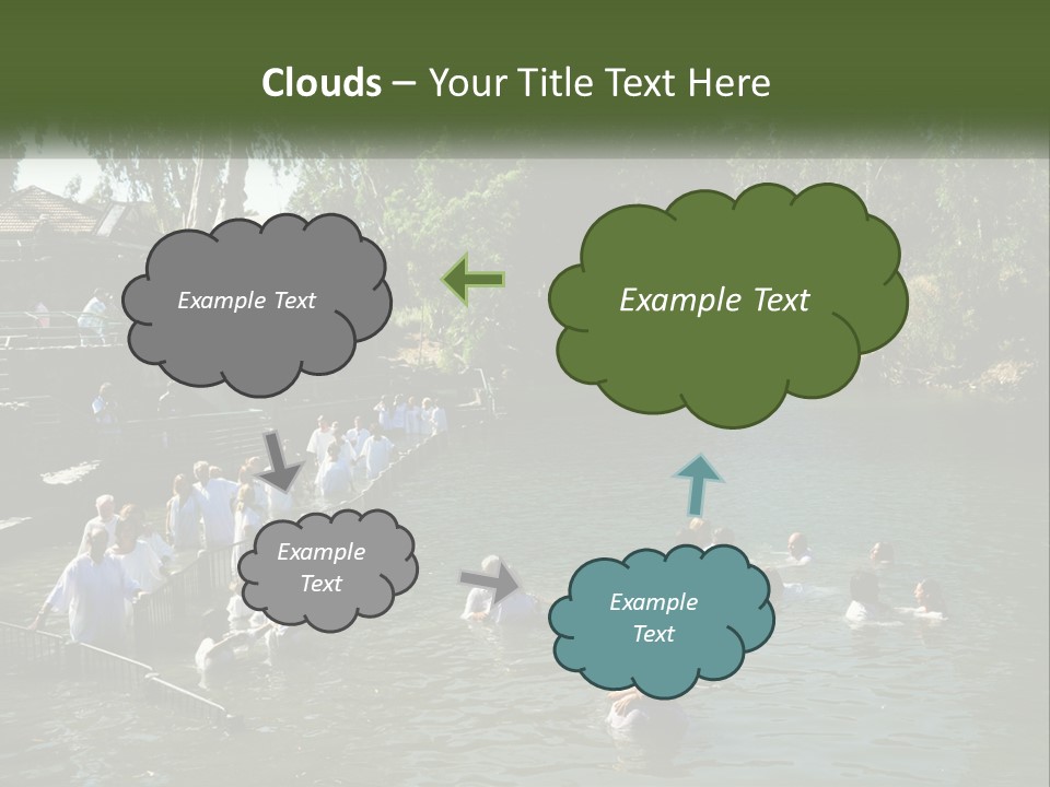 A Group Of People In White Shirts Are In The Water PowerPoint Template