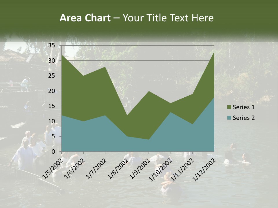A Group Of People In White Shirts Are In The Water PowerPoint Template